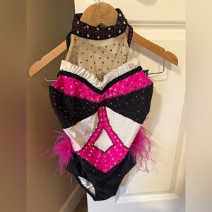 Pink and Black Rhinestone Jazz Leotard